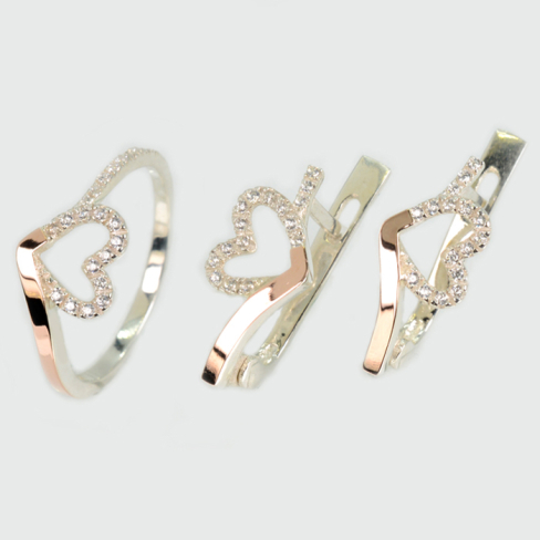 Серебряный набор с золотими пластинами