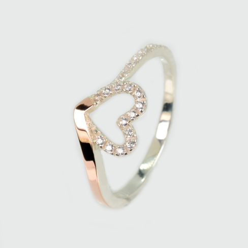 Серебряное кольцо с золотыми вставками