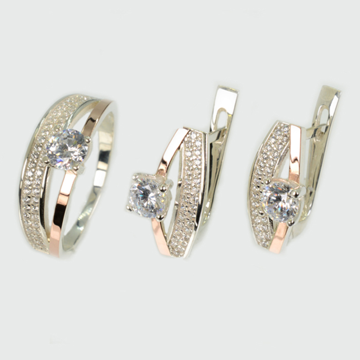 Серебряный набор с золотими пластинами (335)