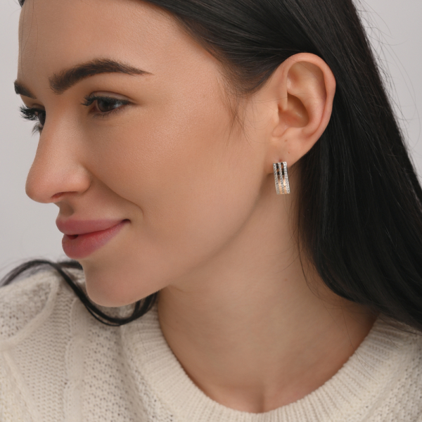 Серебряные серьги с золотыми пластинами (198с)