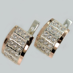 Серебряные серьги с золотыми вставками