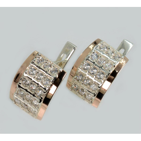 Серебряные серьги с золотыми вставками