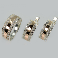 Гарнітур срібний з золотими вставками