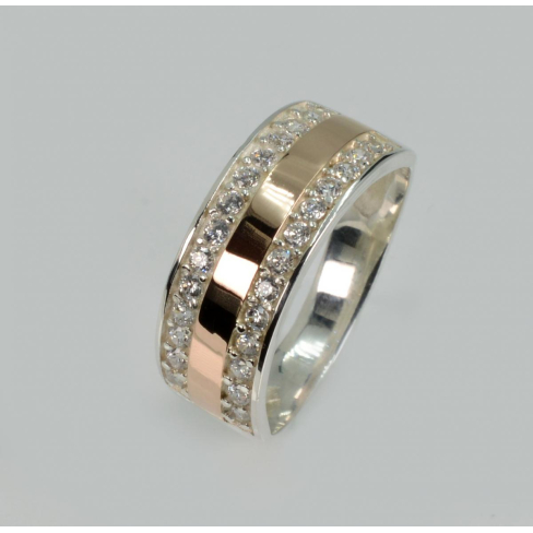 Серебряное кольцо с золотыми вставками