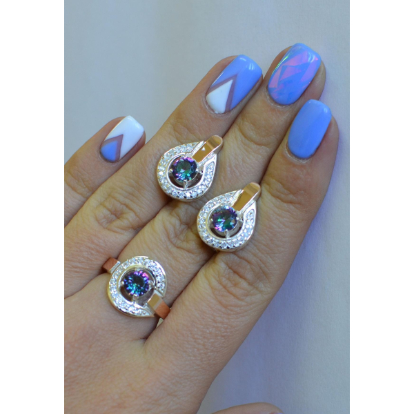 Гарнитур серебряный с золотыми напайками (003)