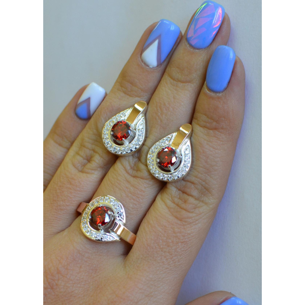 Гарнитур серебряный с золотыми напайками (003)