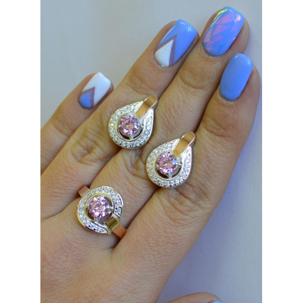 Гарнитур серебряный с золотыми напайками (003)