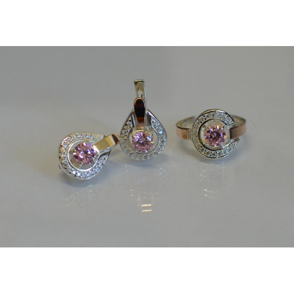 Гарнитур серебряный с золотыми напайками (003)