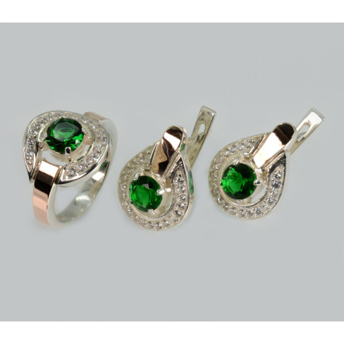 Гарнитур серебряный с золотыми напайками