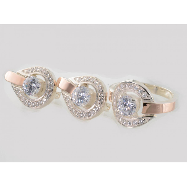 Гарнитур серебряный с золотыми напайками (003)