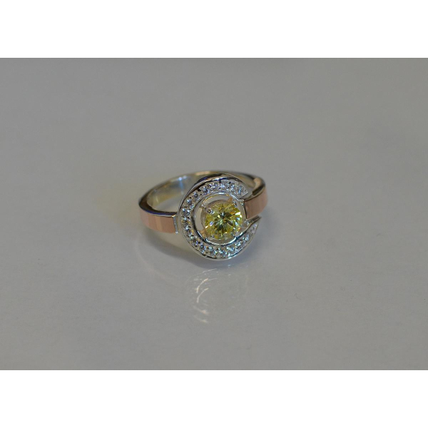 Кольцо серебряное с золотыми напайками (003к)