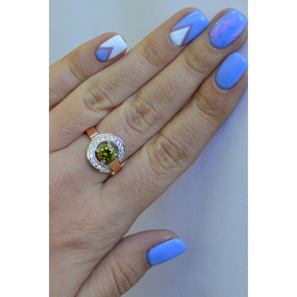 Кольцо серебряное с золотыми напайками (003к)