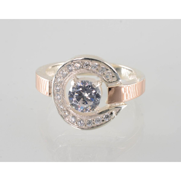 Кольцо серебряное с золотыми напайками (003к)