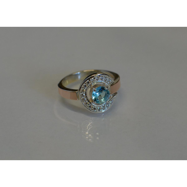 Кольцо серебряное с золотыми напайками (003к)