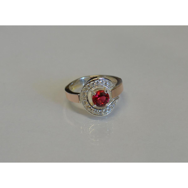 Кольцо серебряное с золотыми напайками (003к)