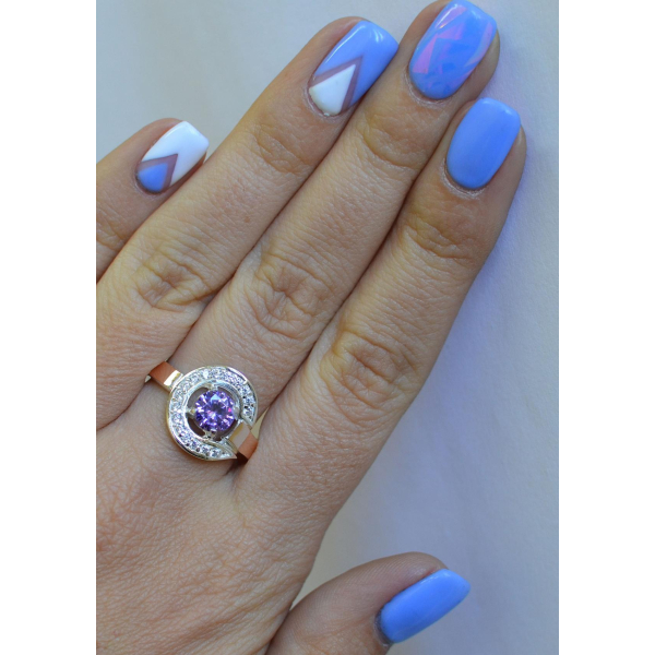 Кольцо серебряное с золотыми напайками (003к)