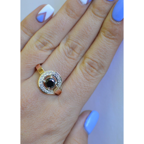 Кольцо серебряное с золотыми напайками (003к)