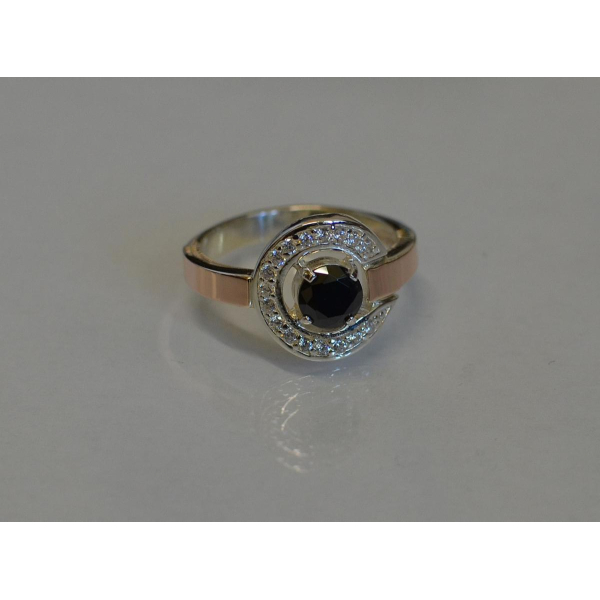 Кольцо серебряное с золотыми напайками (003к)