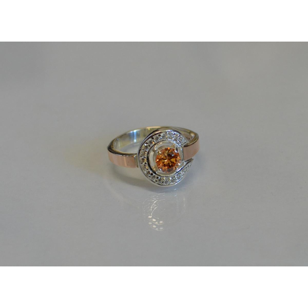 Кольцо серебряное с золотыми напайками (003к)