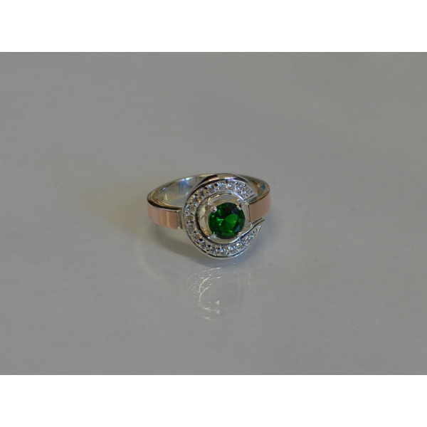 Кольцо серебряное с золотыми напайками (003к)