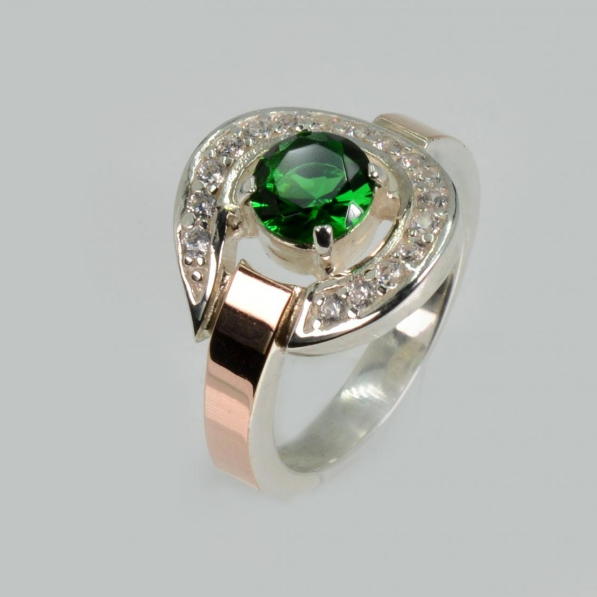 Кольцо серебряное с золотыми напайками (003к)