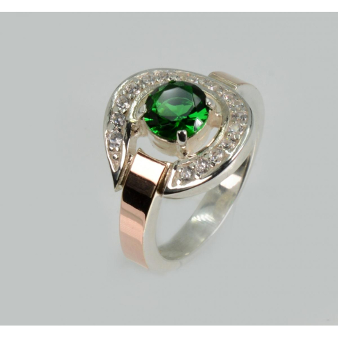 Каблучка срібна з золотими напайками