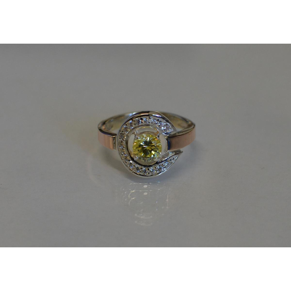 Кольцо серебряное с золотыми напайками (003к)