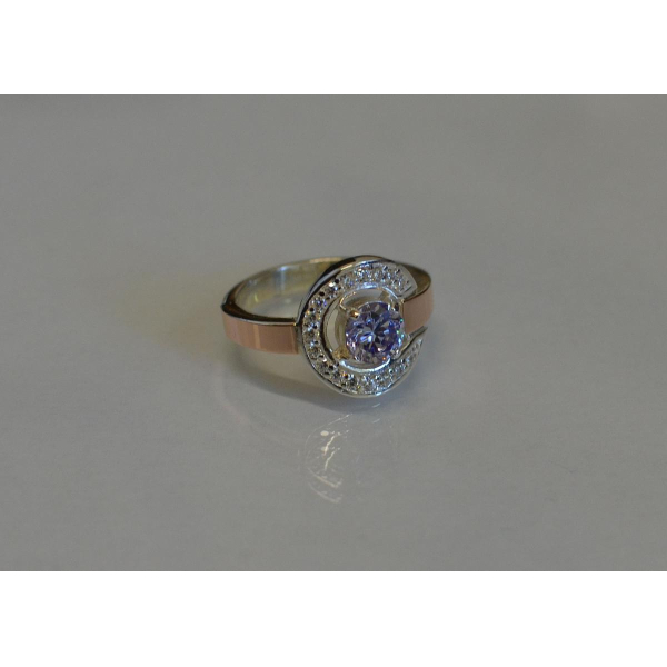 Кольцо серебряное с золотыми напайками (003к)