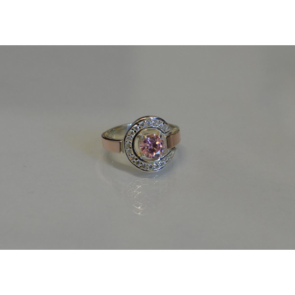 Кольцо серебряное с золотыми напайками (003к)