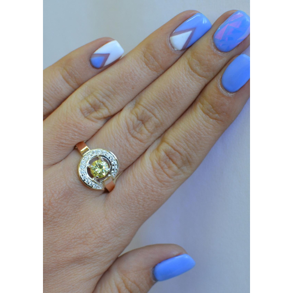 Кольцо серебряное с золотыми напайками (003к)