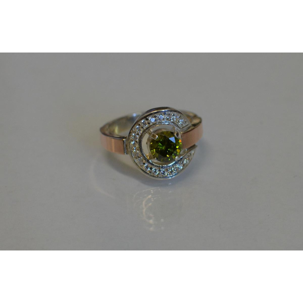 Кольцо серебряное с золотыми напайками (003к)