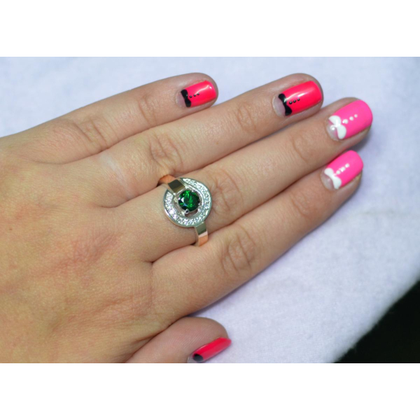 Кольцо серебряное с золотыми напайками (003к)