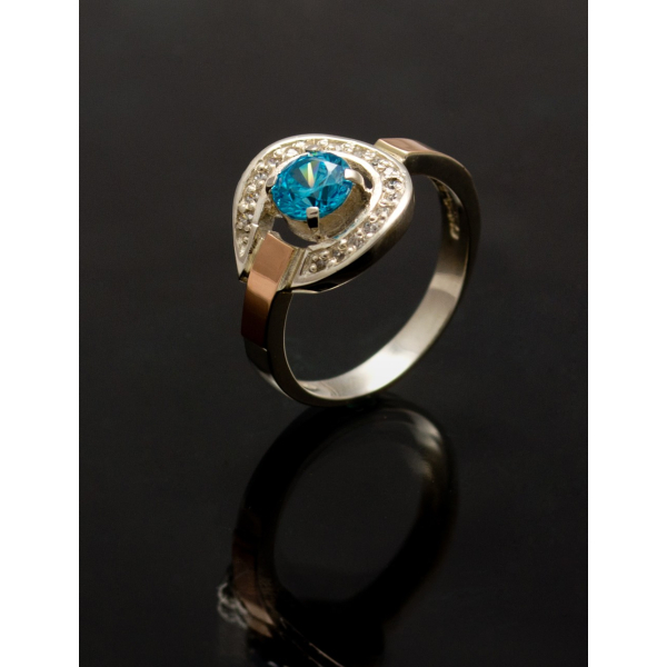 Кольцо серебряное с золотыми напайками (003к)