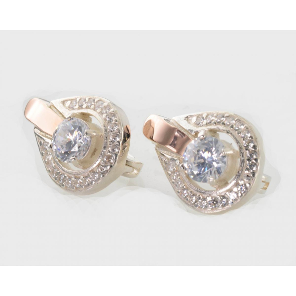 Серебряные серьги с золотыми пластинами (003с)