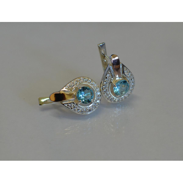 Серебряные серьги с золотыми пластинами (003с)