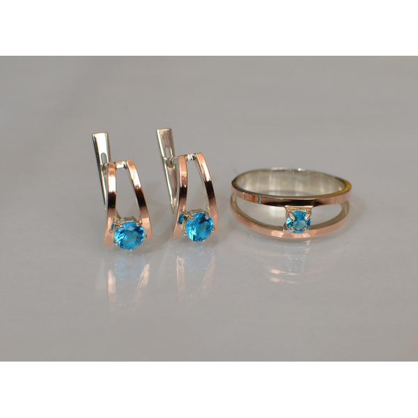 Гарнитур из серебра с золотыми накладками (004)