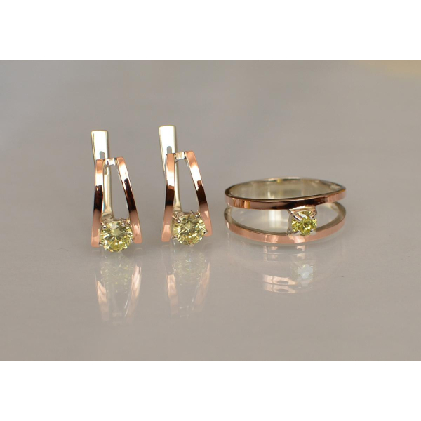 Гарнитур из серебра с золотыми накладками (004)