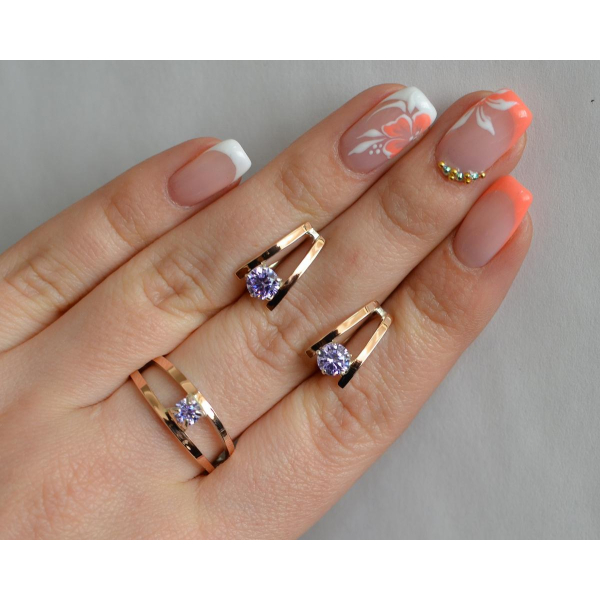 Гарнитур из серебра с золотыми накладками (004)