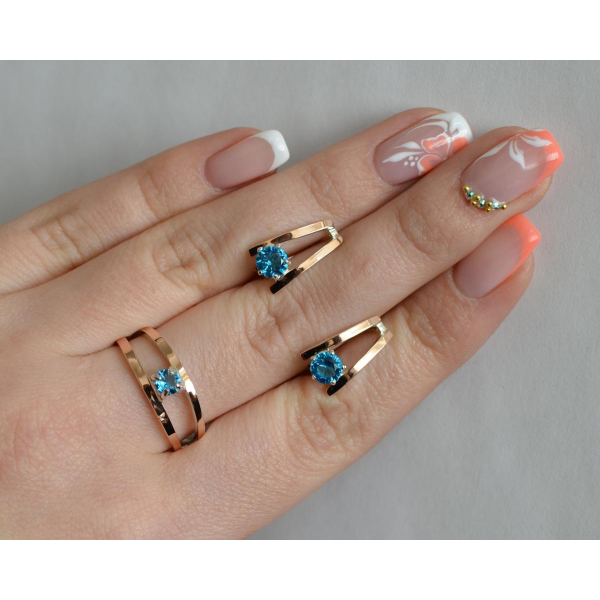 Гарнитур из серебра с золотыми накладками (004)