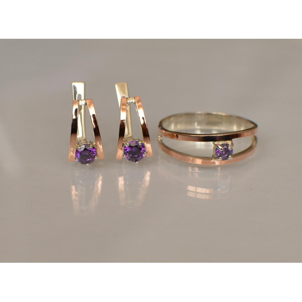 Гарнитур из серебра с золотыми накладками (004)