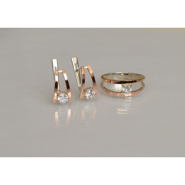 Гарнитур из серебра с золотыми накладками (004)