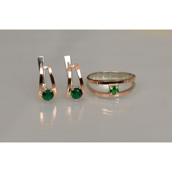 Гарнитур из серебра с золотыми накладками (004)