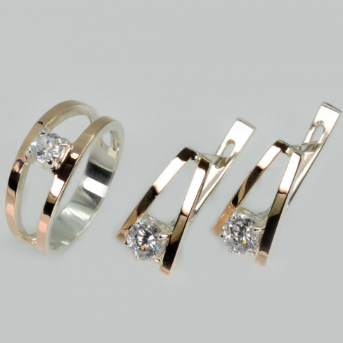 Гарнитур из серебра с золотыми накладками