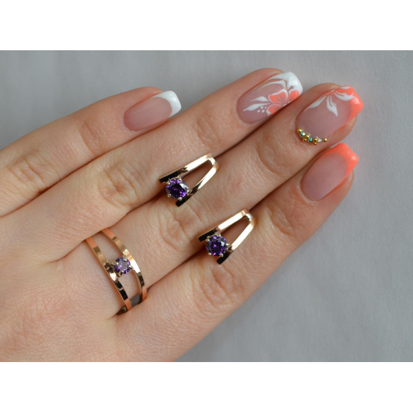 Гарнитур из серебра с золотыми накладками (004)