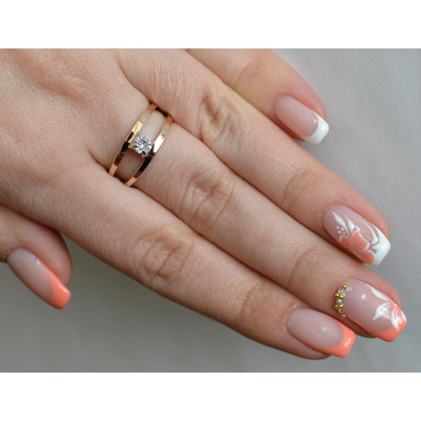 Кольцо серебряное с золотыми накладками (004к)