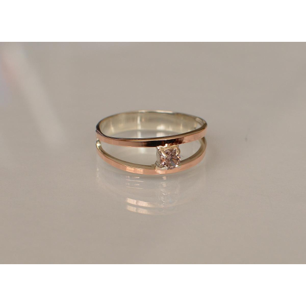 Кольцо серебряное с золотыми накладками (004к)