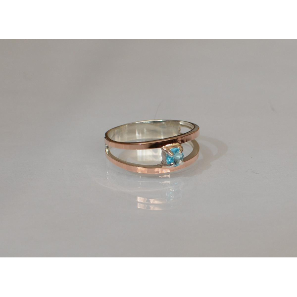 Кольцо серебряное с золотыми накладками (004к)