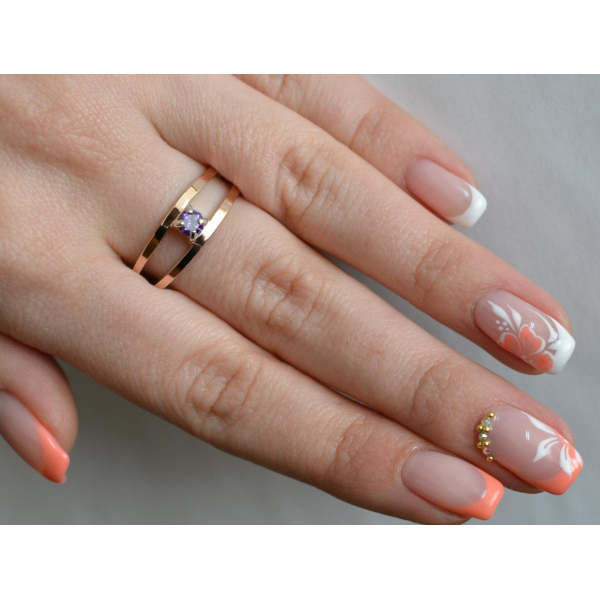 Кольцо серебряное с золотыми накладками (004к)