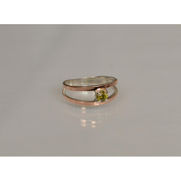 Кольцо серебряное с золотыми накладками (004к)