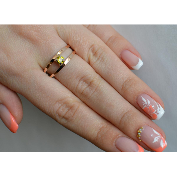 Кольцо серебряное с золотыми накладками (004к)